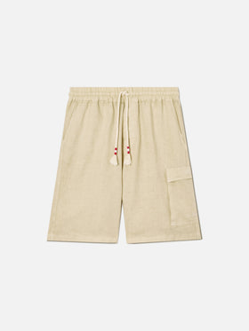 Marseille beige linen bermuda shorts in solid color