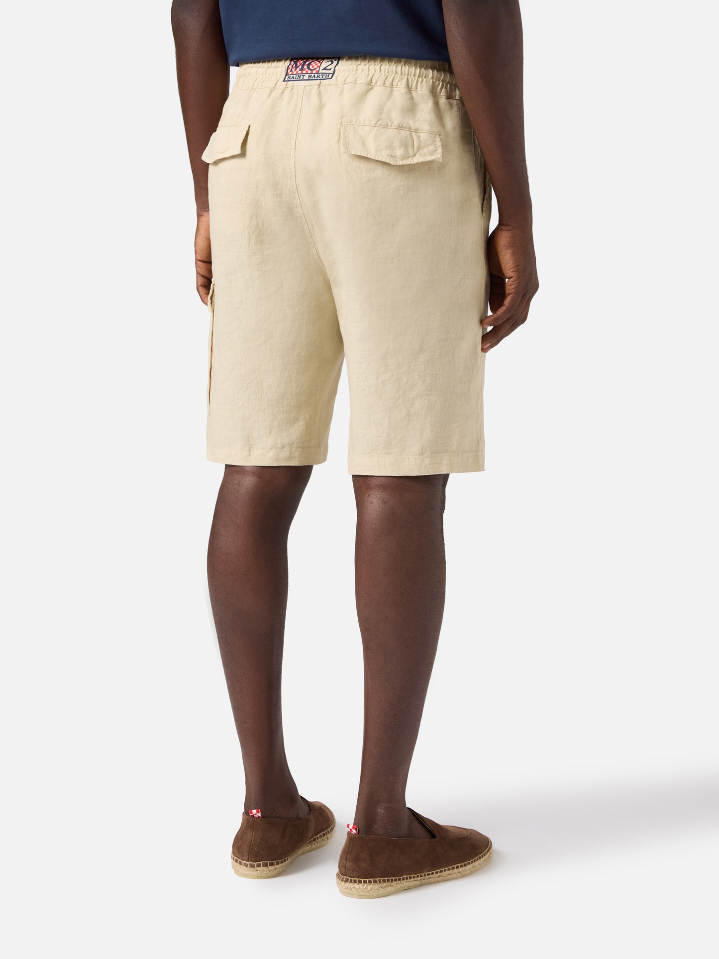Marseille beige linen bermuda shorts in solid color