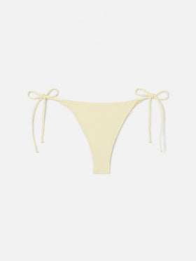 Bas de bikini Marielle Brazilian à nouer sur les côtés en coloris butter uni 