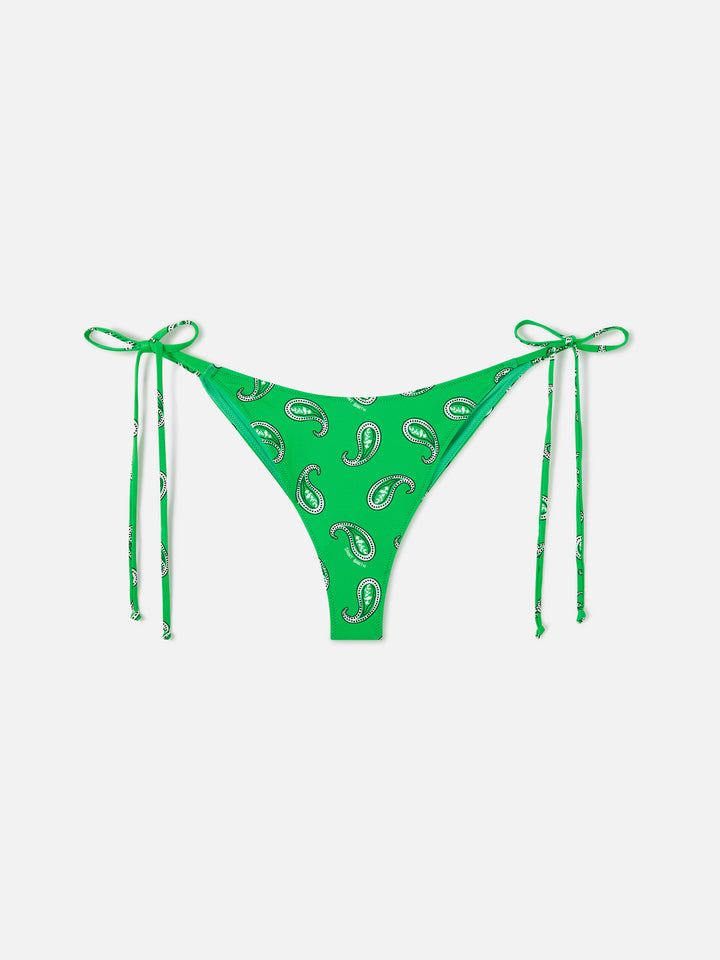 Green Marielle swim briefs with paisley print