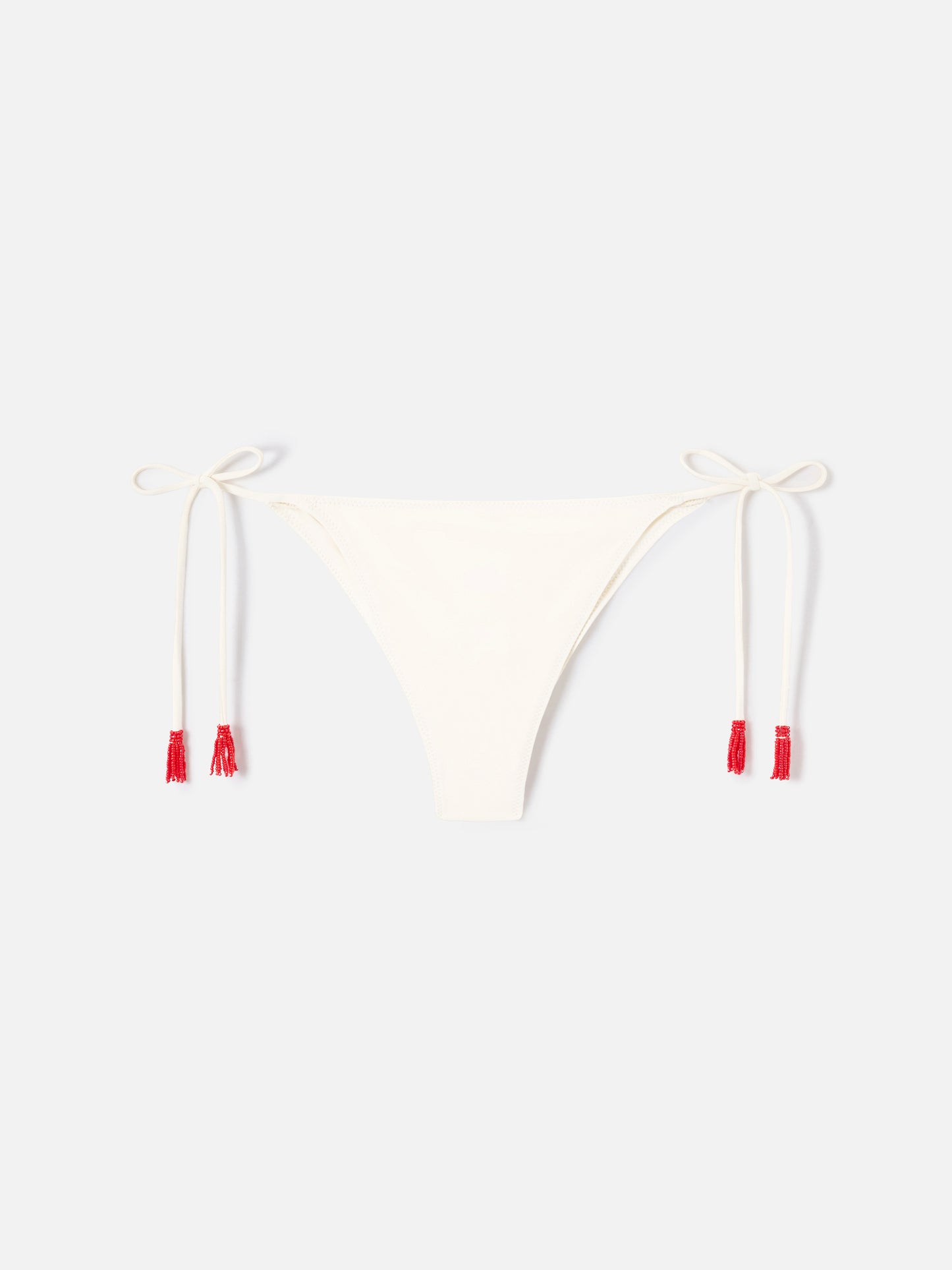 Marielle brazilian bikini bottoms in cream with tassel detail