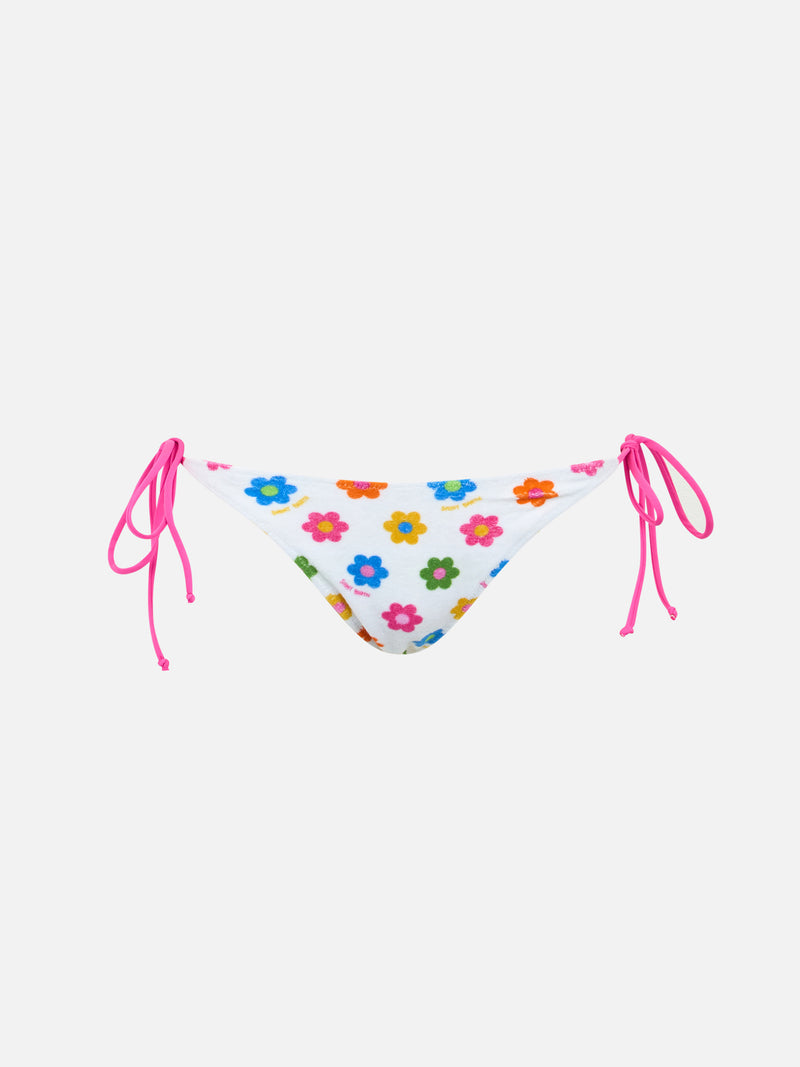 Woman terry classic swim briefs Marielle with daisy print