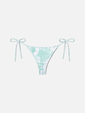 Marielle brazilian bikini bottoms with green toile de jouy print