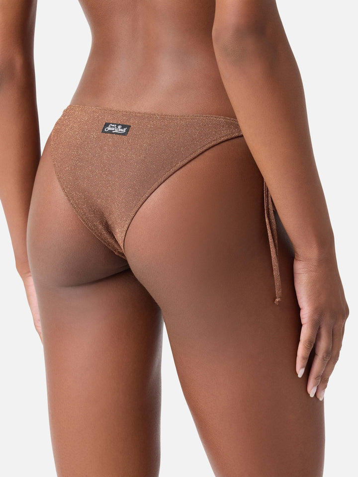 Brown lurex Marielle swim briefs