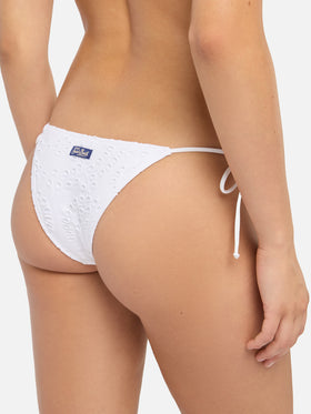 Marielle white Sangallo lace classic swim briefs - Paloma white Sangallo lace scoop bralette