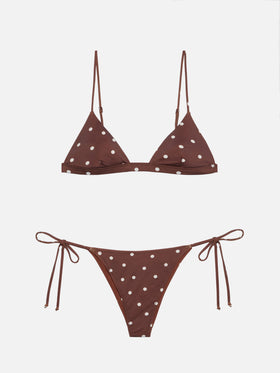 Marielle classic swim briefs with polka dots print - Rylie triangle top with polka dots print - MC2 Saint Barth