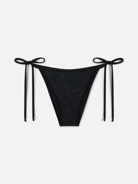 Slip mare Marielle String modello brasiliana in tessuto crinkle nero