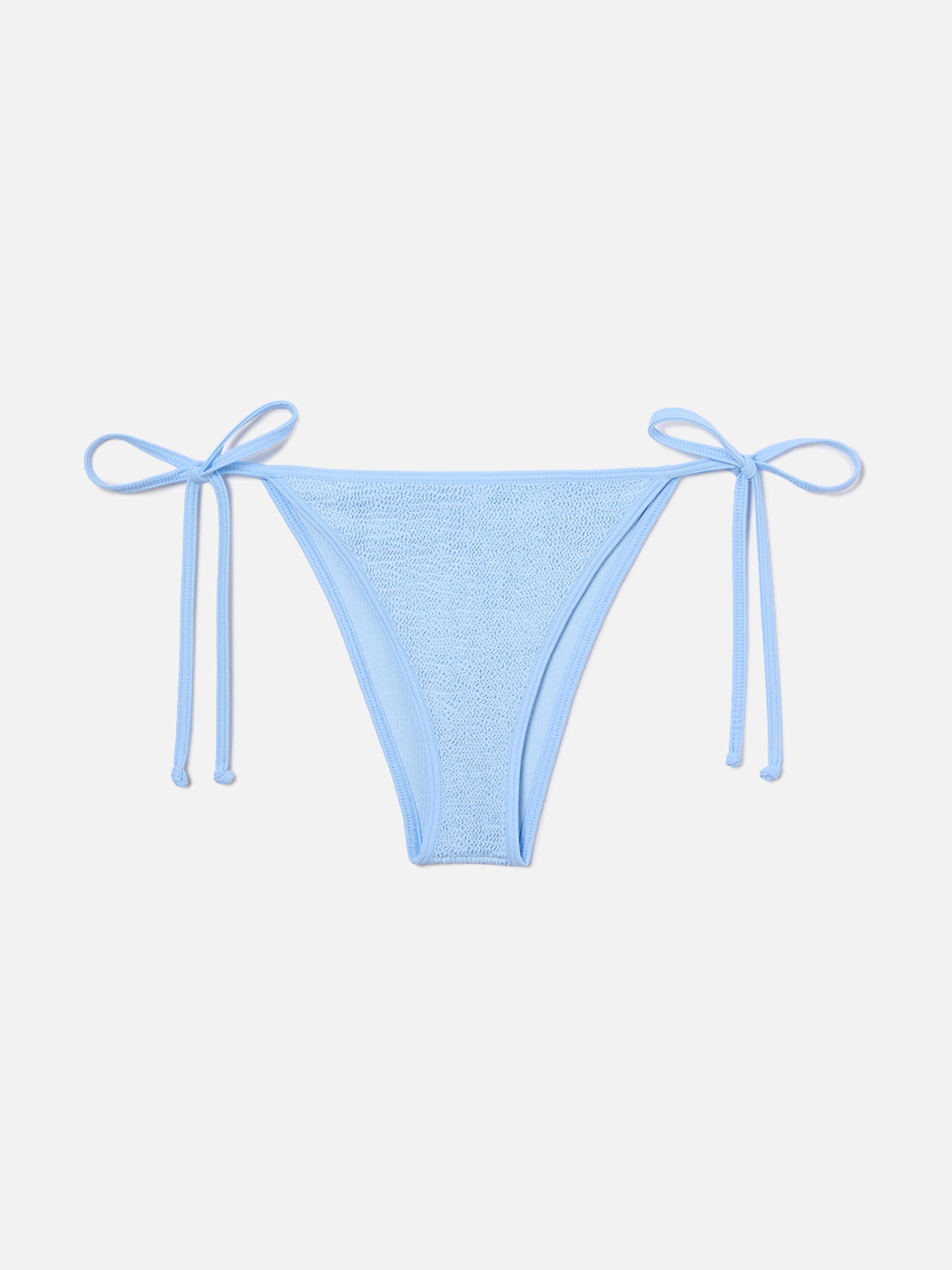 Slip mare Marielle String modello brasiliana in tessuto crinkle azzurro