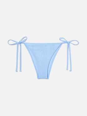 Slip mare Marielle String modello brasiliana in tessuto crinkle azzurro
