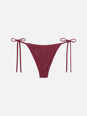Marielle brazilian bikini bottoms in burgundy crinkle fabric