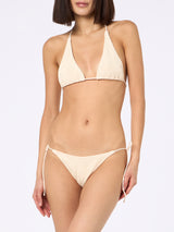 Bikini a triangolo crema crinkle da donna Guiana Marielle