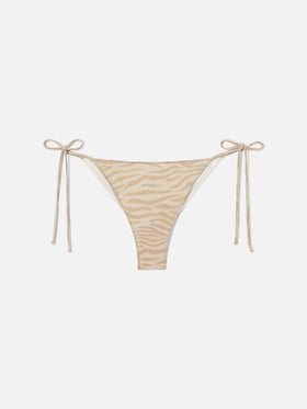 Bas de bikini brésilien Marielle Overlock animalier en lurex 
