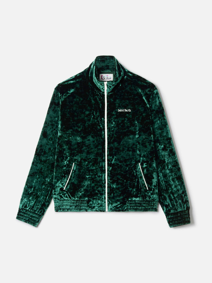 Sudadera Miriam de chenilla verde con bordado 