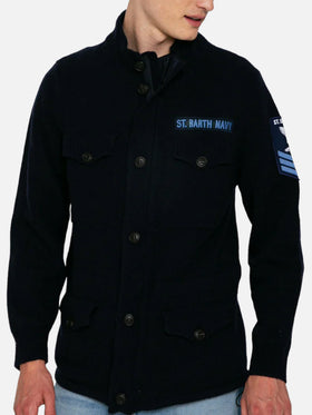 Knitted field jacket with patch