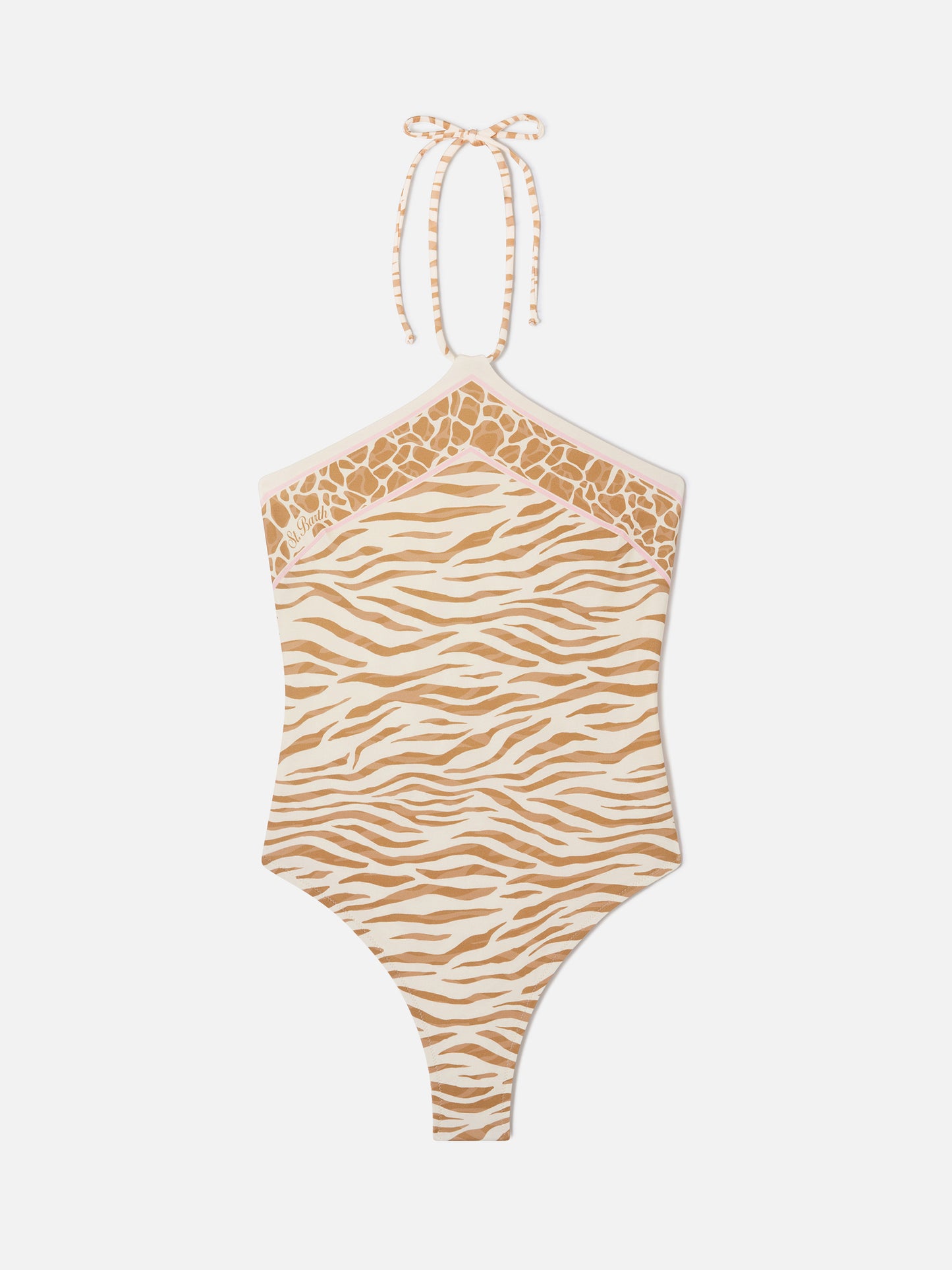 Meryem Badeanzug mit braunem Zebra-Animal-Print 