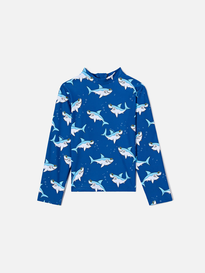 Moorish anti-UV t-shirt with shark print
