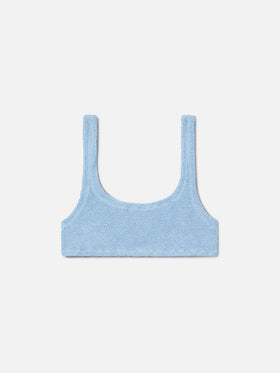 Naima bralette bikini top in light blue crinkle fabric