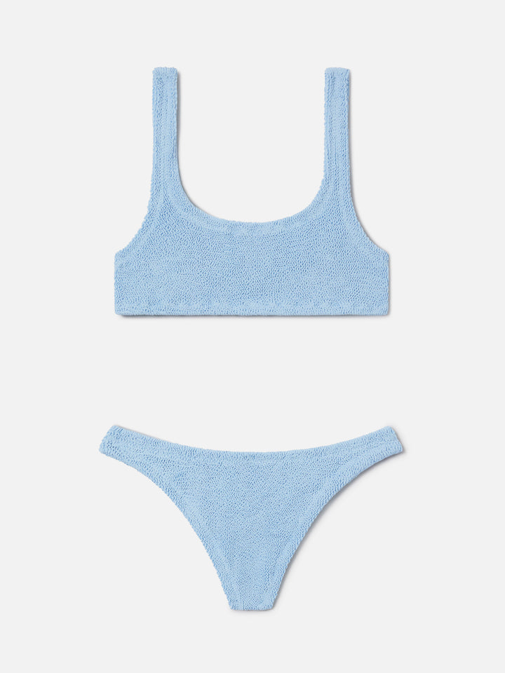 Bikini a bralette Naima Naomi in crinkle azzurro