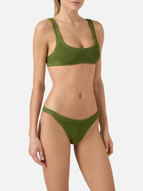 Bikini Naima Naomi verde militare in tessuto crinkle