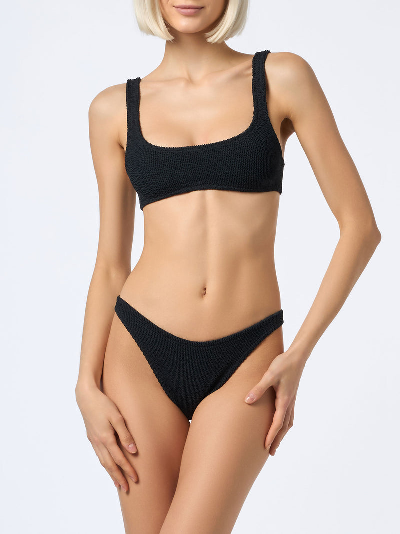 Woman black classic crinkle bralette bikini Naima Naomi