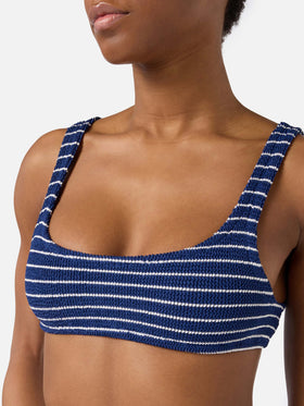 Naima Elise striped blue crinkle bikini