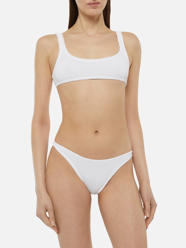 Naomi white crinkle cheeky swim briefs - Naima white crinkle classic bralette top