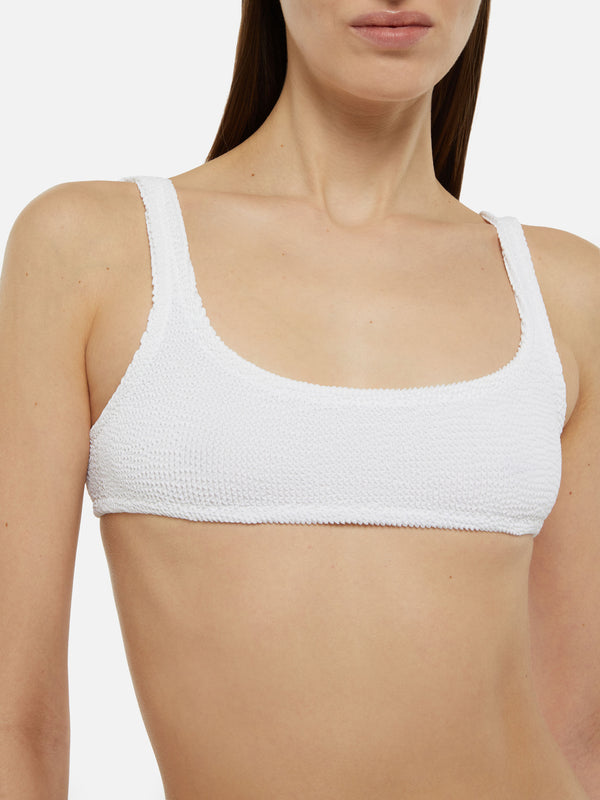 Naomi white crinkle cheeky swim briefs - Naima white crinkle classic bralette top