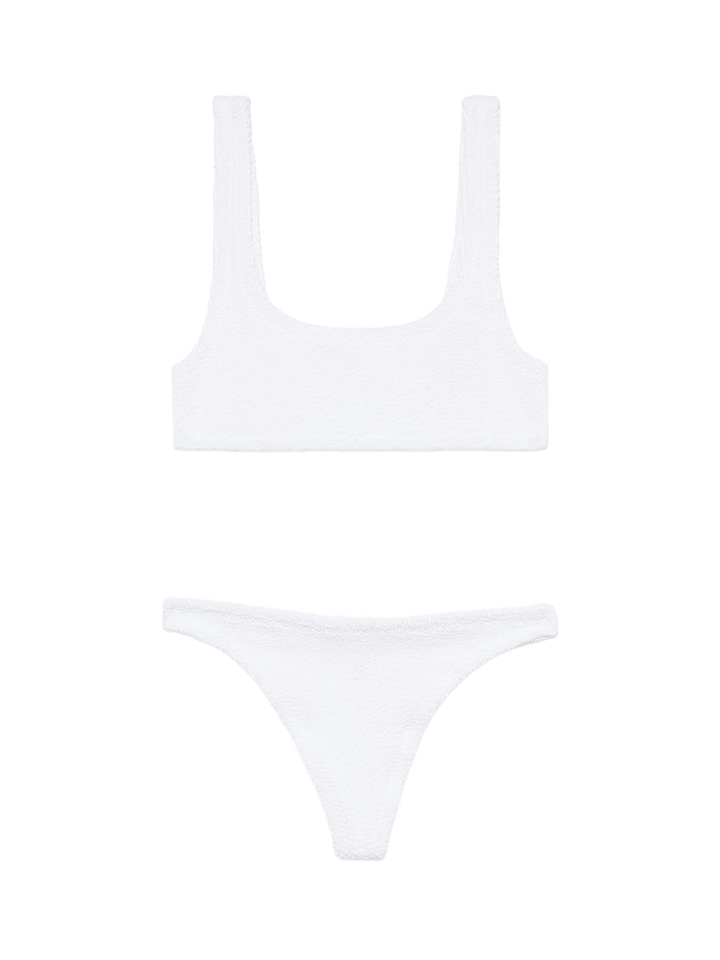 Naomi weißer Crinkle-Badeslip – Naima weißes Crinkle-Bralette-Oberteil