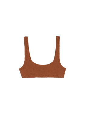 Naima crinkle classico top a bralette marrone cammello