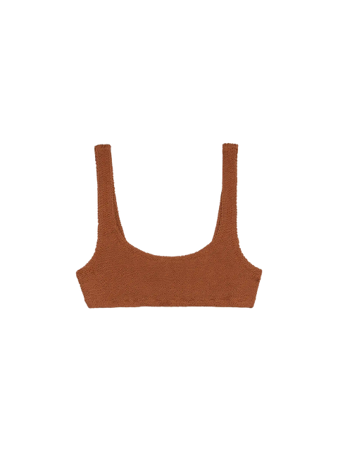 Naima camel brown crinkle classic bralette top - MC2 Saint Barth