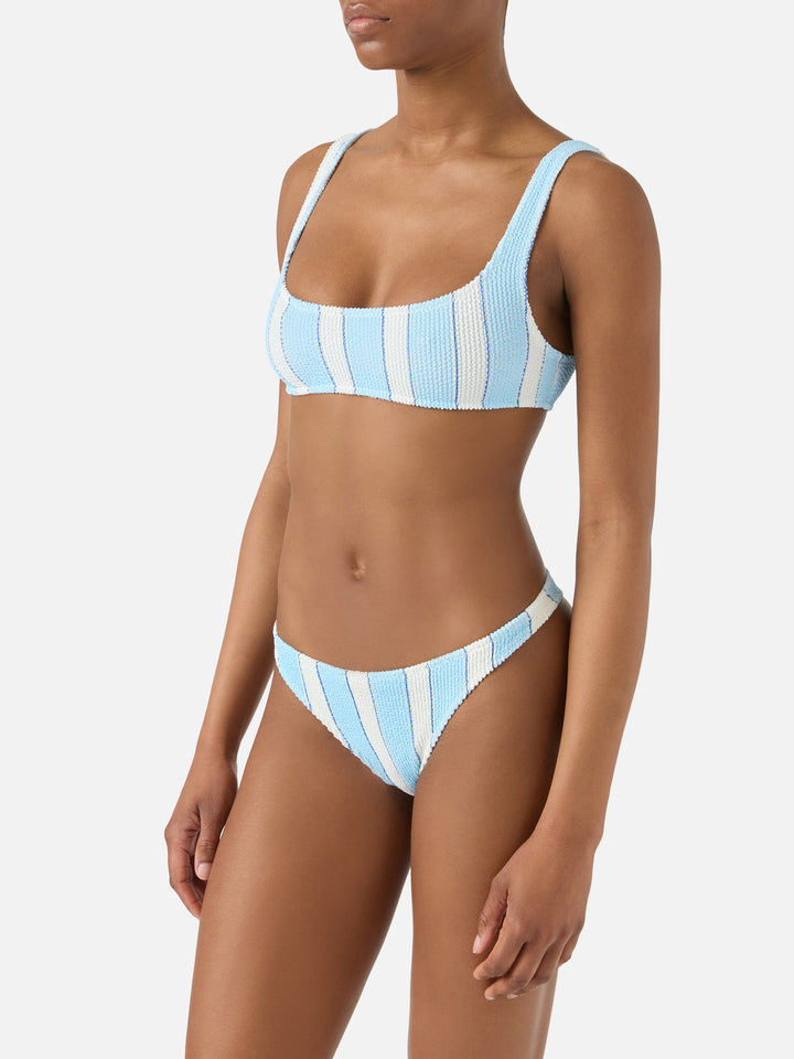 Naima Naomi light blue striped crinkle bikini