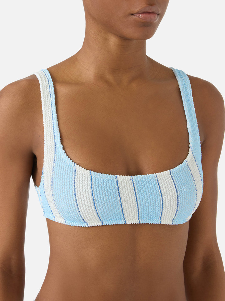 Naima Naomi light blue striped crinkle bikini