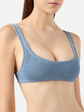 Naomi avio blue crinkle cheeky swim briefs - Naima avio blue crinkle classic bralette top
