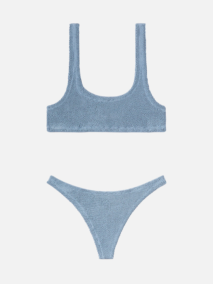 Naomi avio blue crinkle cheeky swim briefs - Naima avio blue crinkle classic bralette top