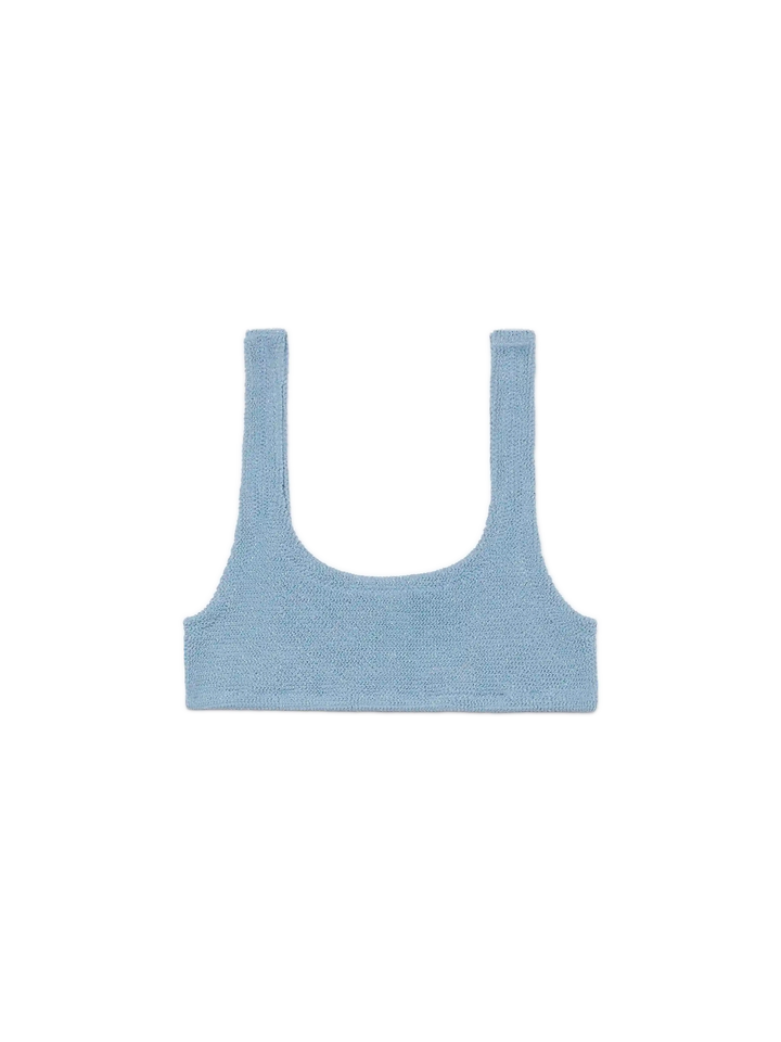 Naima – Klassisches Bralette-Oberteil aus Lurex-Crinkle in Avioblau