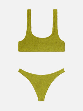 Naima pistachio crinkle classic bralette top
