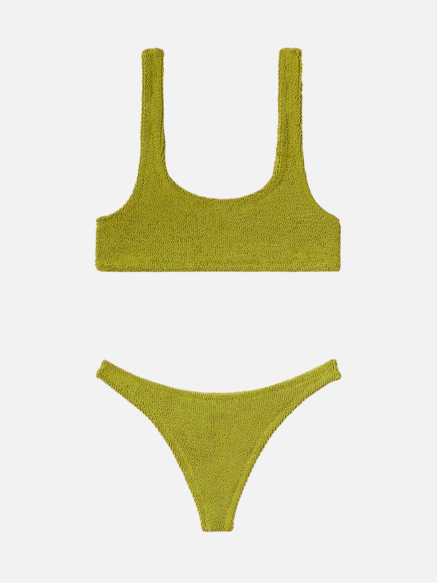 Naima – Klassisches Bralette-Oberteil in Crinkle-Optik in Pistaziengrün