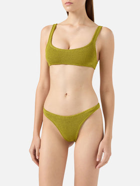 Naima crinkle classico top a bralette pistacchio - Naomi slip mare cheeky in crinkle color pistacchio
