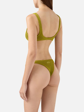 Naima crinkle classico top a bralette pistacchio - Naomi slip mare cheeky in crinkle color pistacchio