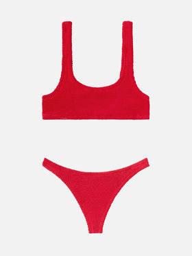 Naima red crinkle classic bralette top