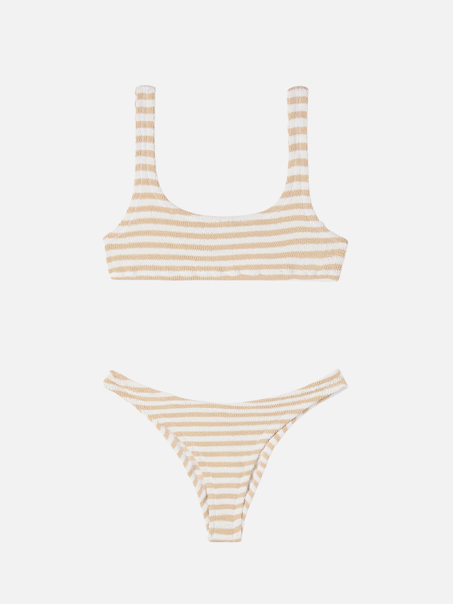 Crinkle bralette bikini Naima Elise in beige striped print