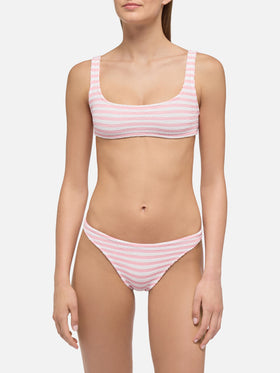Bikini a bralette Naima Naomi in crinkle con stampa a righe