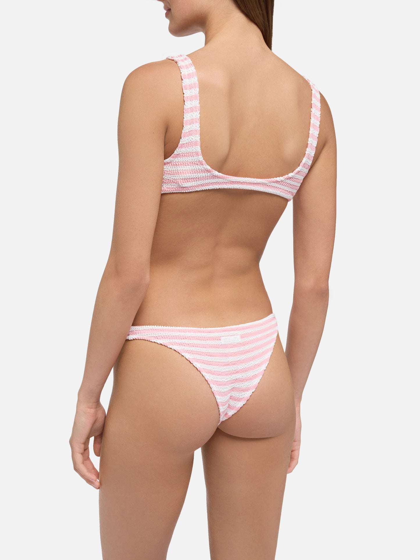 Bikini a bralette Naima Naomi in crinkle con stampa a righe