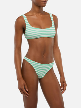 Bikini a bralette Naima Naomi in crinkle con stampa a righe