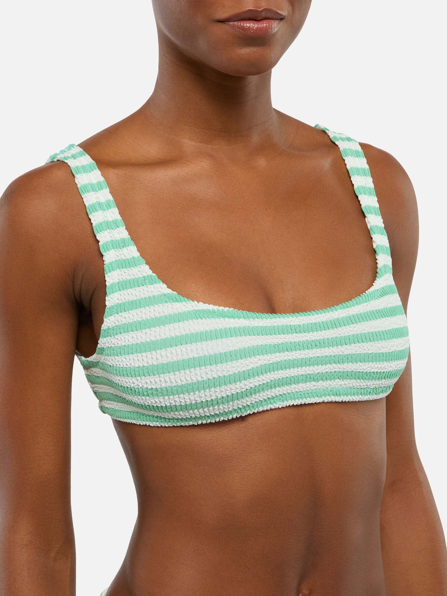 Bikini a bralette Naima Naomi in crinkle con stampa a righe