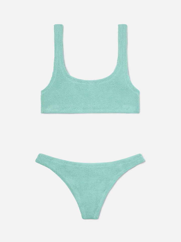 Naima Naomi water green crinkle lurex bikini