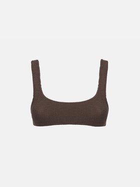 Damen klassisches braunes Crinkle-Bralette Naima 