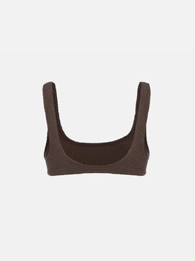 Damen klassisches braunes Crinkle-Bralette Naima 