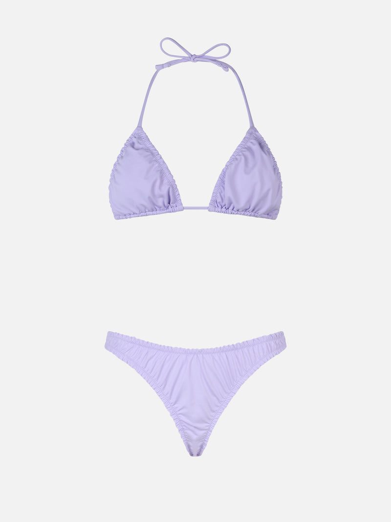 Woman ruffled lilac triangle bikini Nilly Nalu