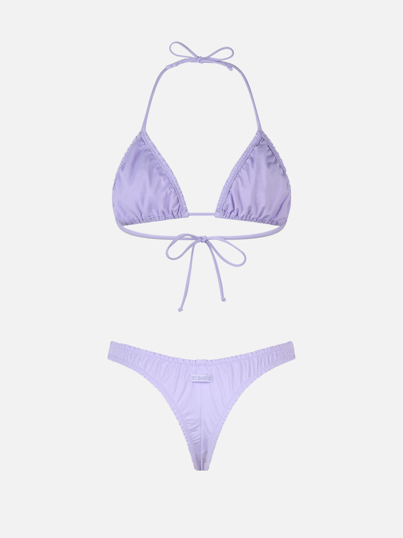 Woman ruffled lilac triangle bikini Nilly Nalu